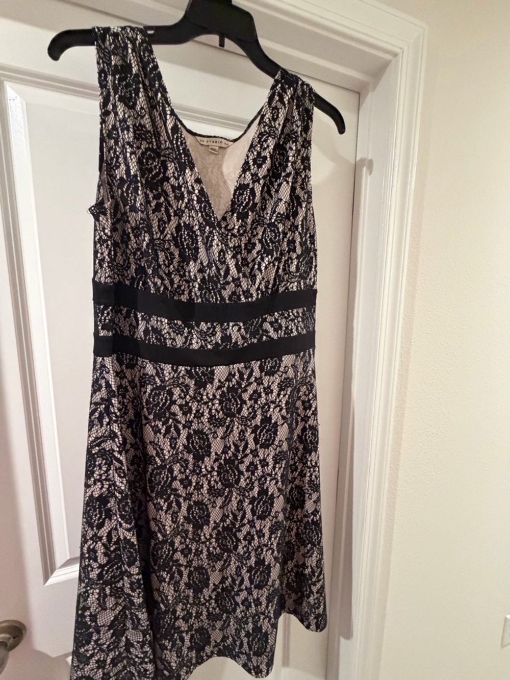 Aa Studio Black Lace Overlay with Cream Underlayer